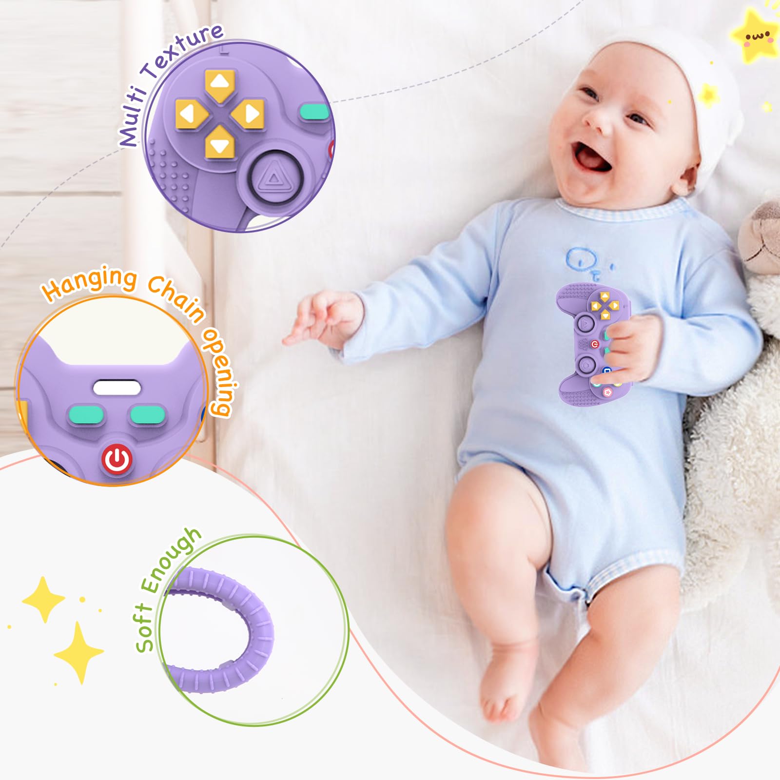 1 Pack Silicone Teethers for Babies 6-12 Months, Teething Toys for Babies 0-6 Months, Remote Teether for Baby, Sensory Toys for Babies,Toddler Infant Girl Boy Gifts