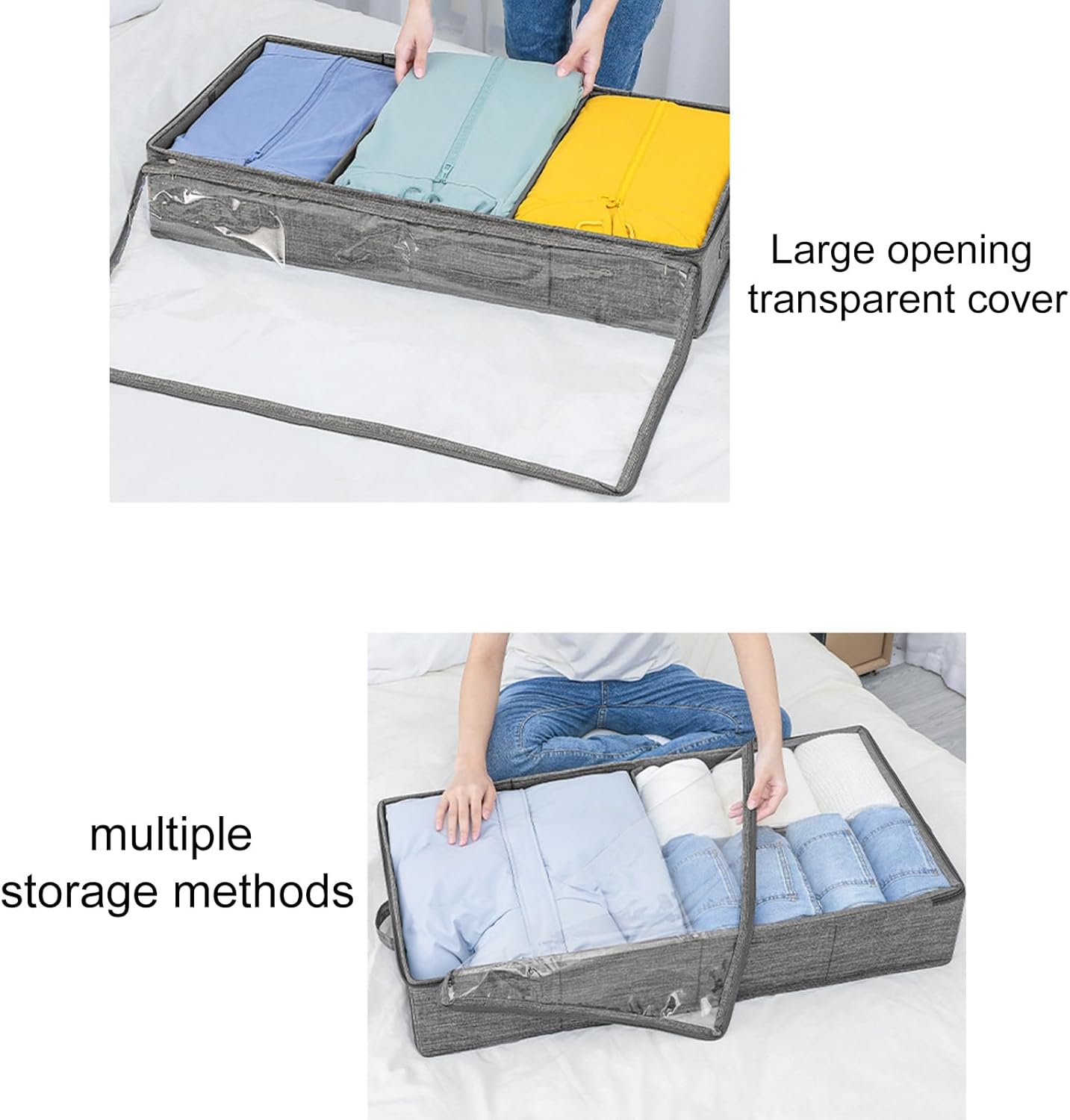 Under Bed Storage Containers, Comforter Storage Bag, Folding Organizer bag, Long-Lasting Performance, Storage Bags with Clear Window for Blankets, Sheets, Pillows, Clothes