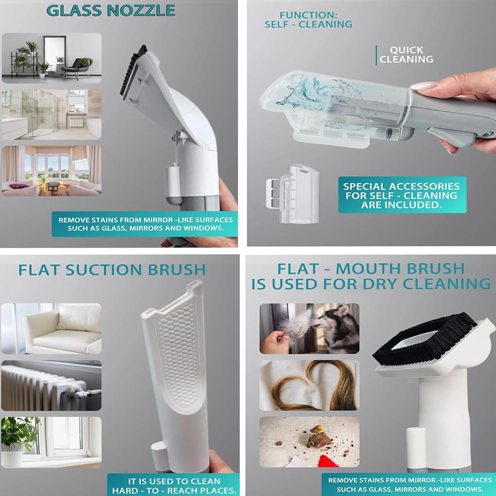 Nettoyeur d'ameublement 12000 Pa Aspiration, 450 W – Idéal pour les taches de voiture, canapé, tapis et animaux domestiques avec 6 buses pour les zones difficiles d'accès, outil de nettoyage essentiel