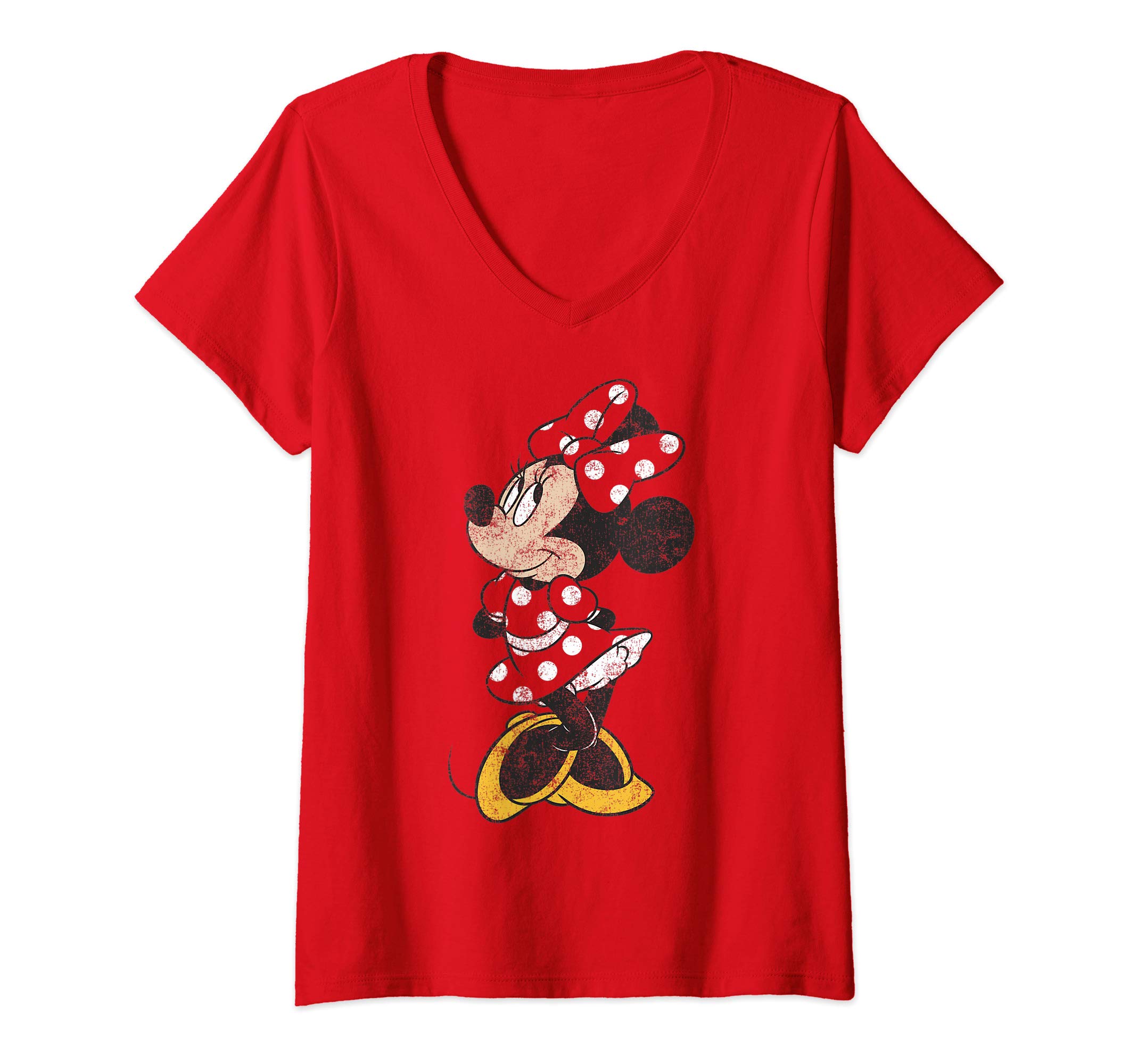 DisneyWomens Disney Mickey And Friends Minnie Mouse Simple V-Neck T-Shirt