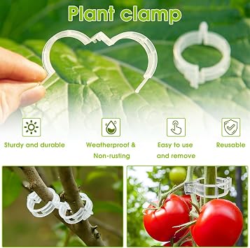 100 Pcs Plant Support Clips, Plastic Trellis Clips, Vegetables Plants Tomato Trellis, Tomato Clips, Grape Vine, Vine Clip Gadget for Plants,Garden Clips to Grow Upright Makes Plants Healthier
