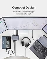 Vista 7 de Belkin Concentrador USB-C, 11 en 1 Pro GaN Dock 150W, estación de acoplamiento multipuerto con USB-C, USB-A, Ethernet, SD, MicroSD, puerto de 0.138