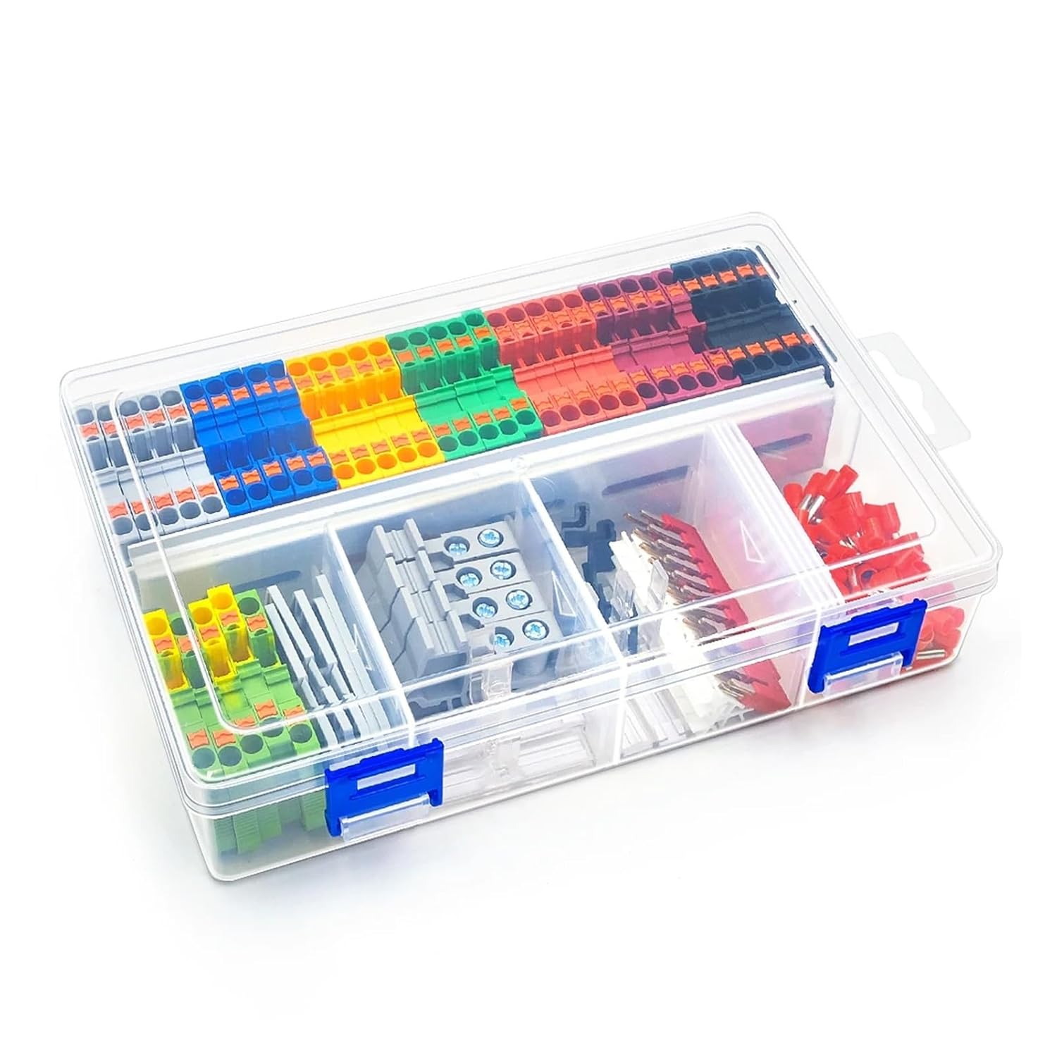 PT2.5 DIN Rail Terminal Block kit 12AWG Spring Contact end Cap Stop Jumper Bridge Marker Strip Ferrule Assembly Combination 1 Set