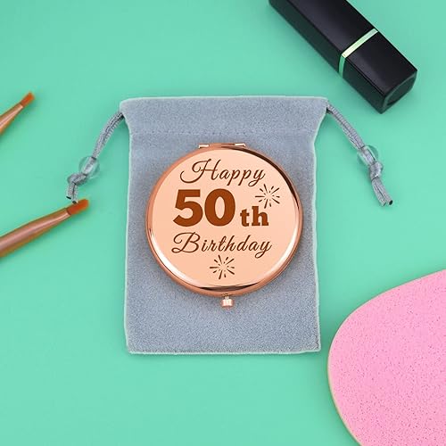 Miniatura 7 de Regalos de cumpleaños 50 para mujeres, espejo de maquillaje compacto para mamá, tía, abuela, mujer de 50 años, ideas de regalo de cumpleaños,