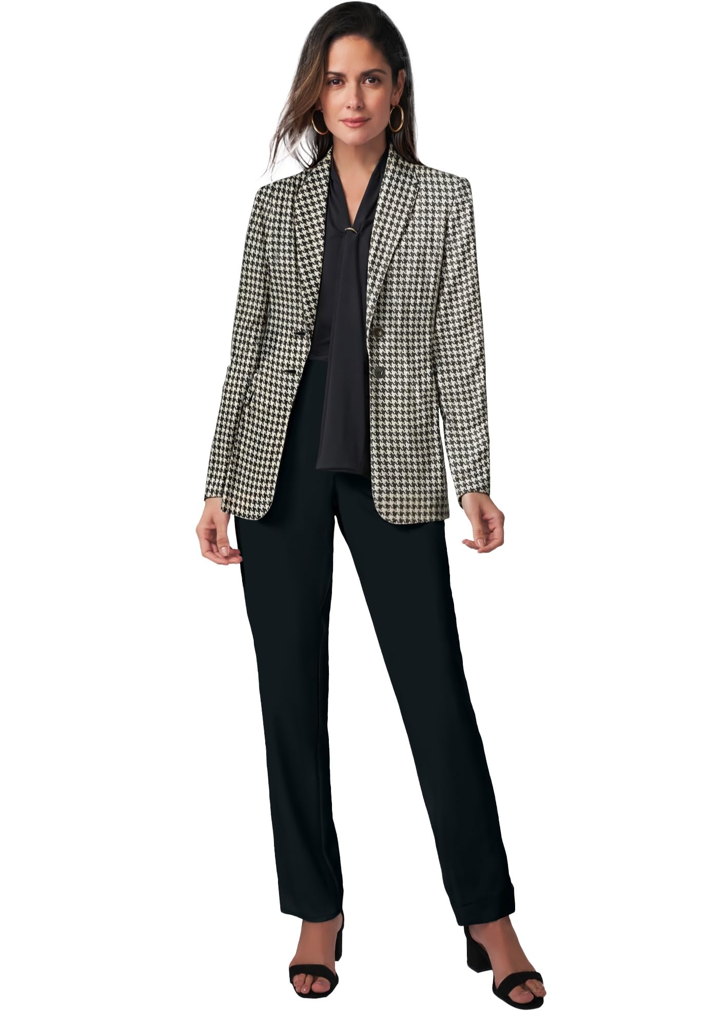 Jessica London Womens Plus Size Two Piece Single Breasted Pant Suit Set