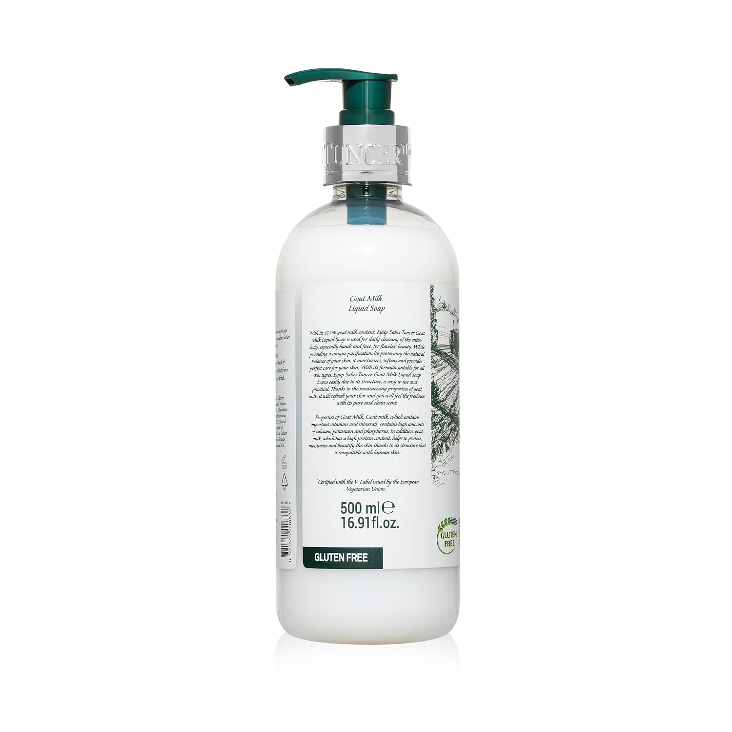 EST Eyup Sabri Tuncer Goat Milk Hand Soap, 16.9 fl oz (500 ml) | Goat milk and glycerin cleanse gently while softening the skin. Soft, clean scent. Crafted in Türkiye since 1923.