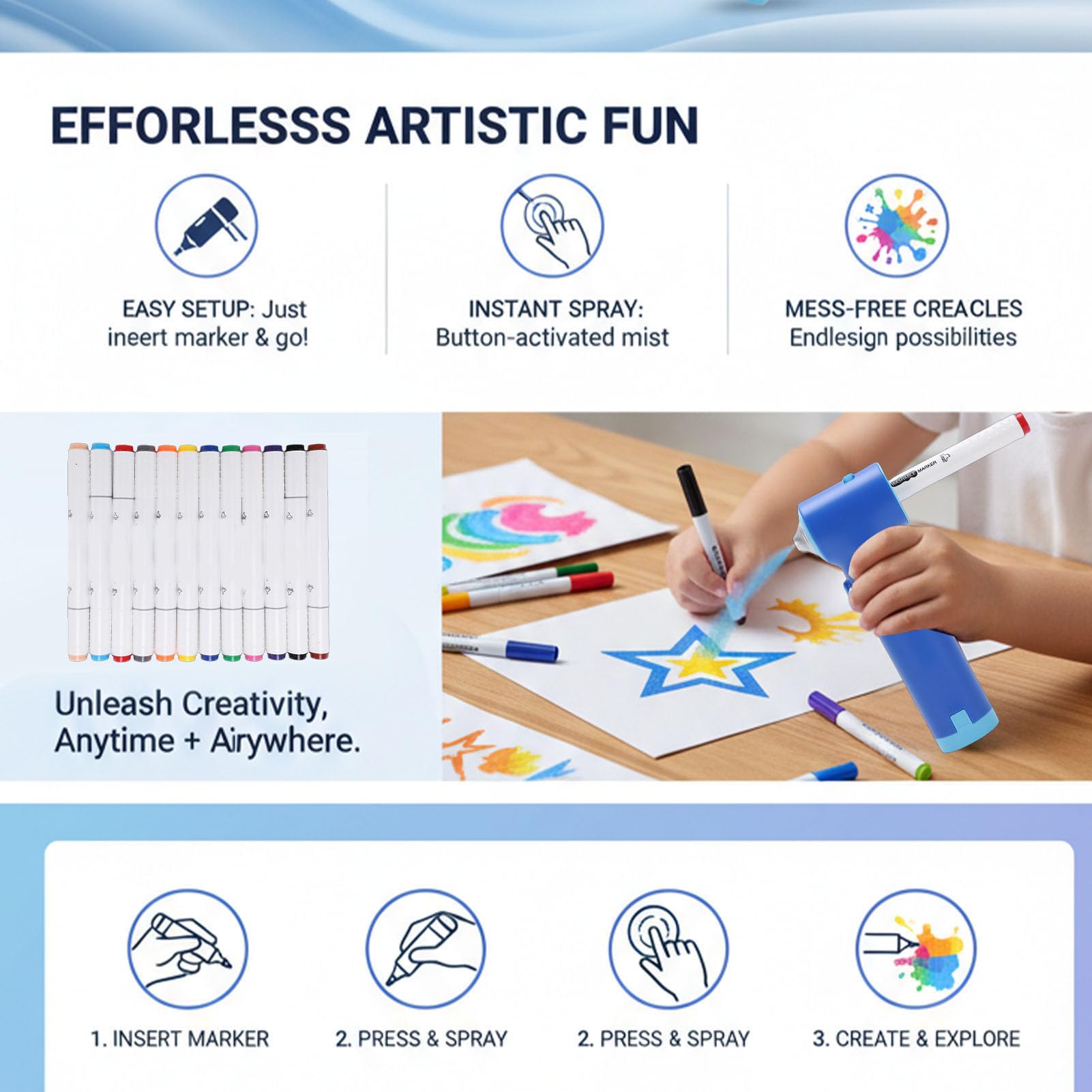 Kit Aerografo Pennarello, Design Sicuro per Esprimere Talento Artistico,
