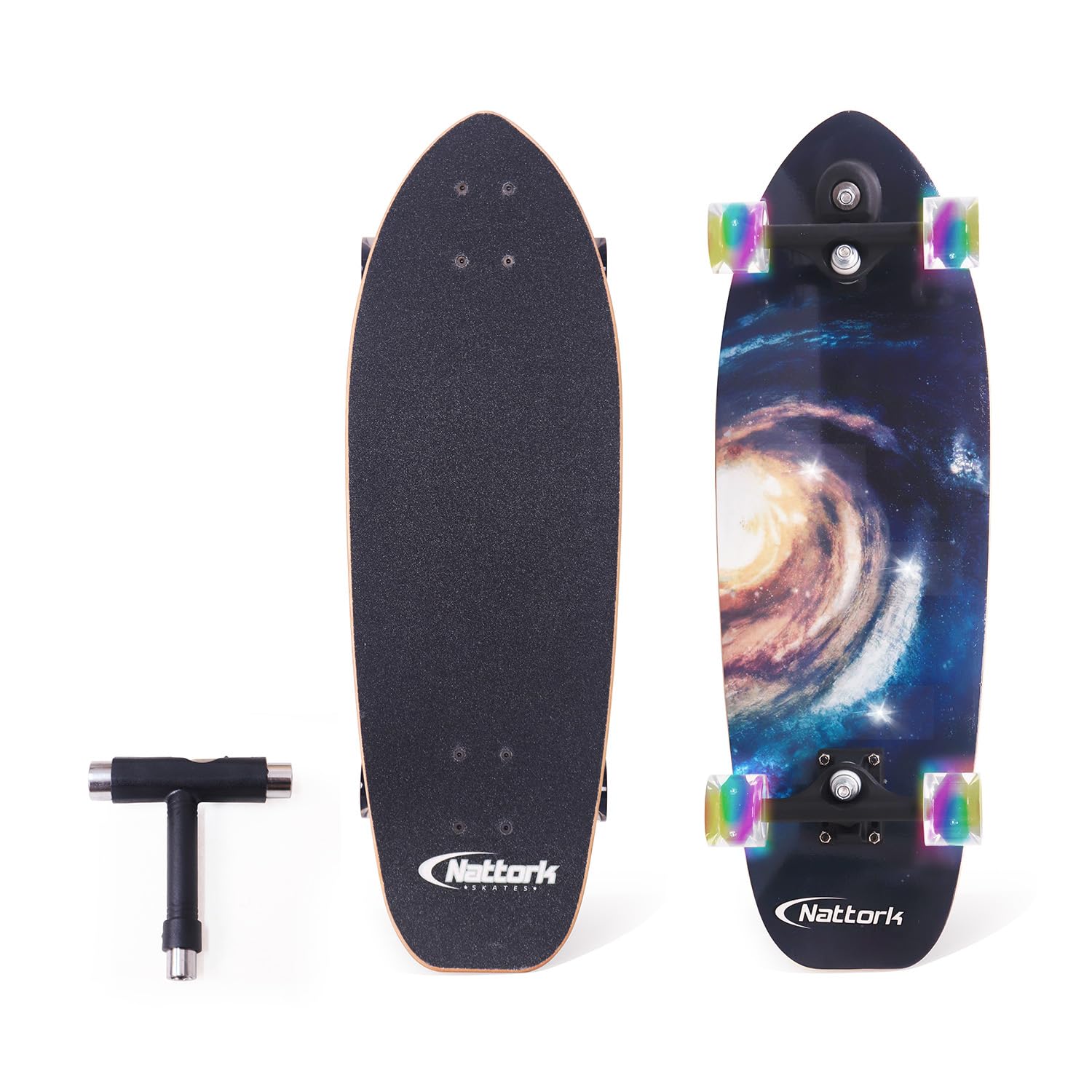 Nattork Complete Kid Skateboards 29 x 9 Youth Cruiser Skateboard for Beginners Double Kick Deck Concave Girls or