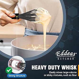 Whisk, Silicone Whisk,7+9+11in Non-Scratch Silicone whisks for cooking.Heat Resistant 480 °F Wisking tool,Perfect for Blending, Whisking and Beating.Dishwasher safe and BPA free.Black