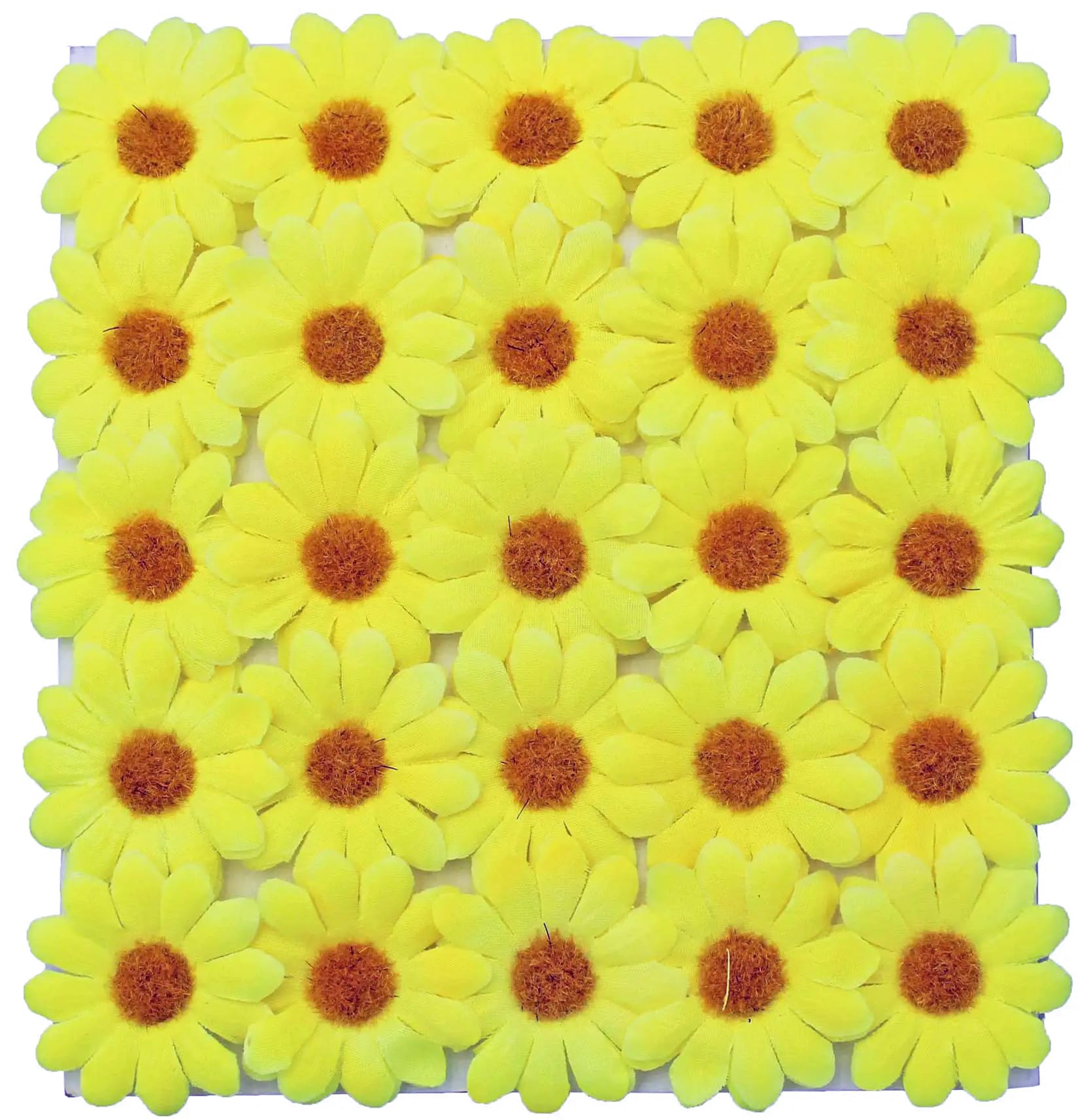 Quickdraw Yellow 25 X Daisies Easter Fabric Decorative Daisy Flowers Spring Easter Bonnet Craft Decorations (Yellow)