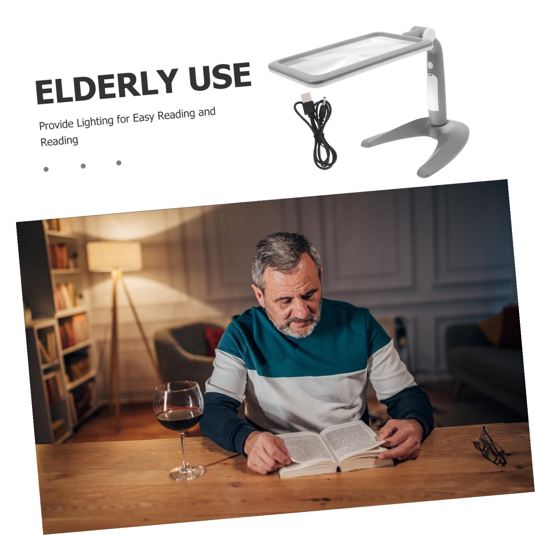 SOIMISS Handlupe mit 48 LEDs und 2,5-facher Vergrößerung Tragbar aus Abs und Acryl mit Praktischem Ständer zum Lesen und Zeichnen für Senioren