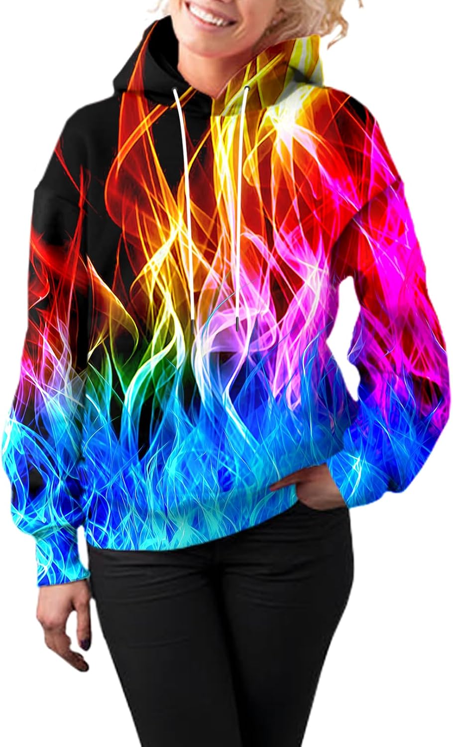 Unisex Realistic 3D Print Galaxy Pullover Hooded Sweatshirt Hoodies with Big Pockets