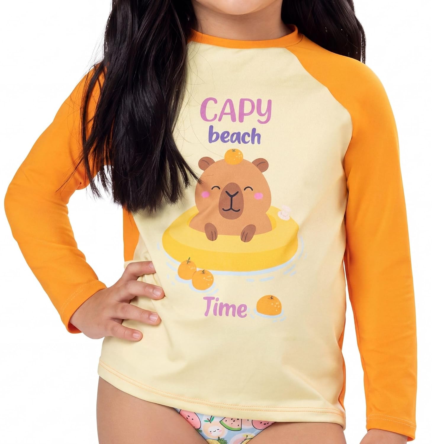 Camiseta UV50+ INFANTIL Menina Manga Longa Estampada Unicórnio Secagem Rápida Selene