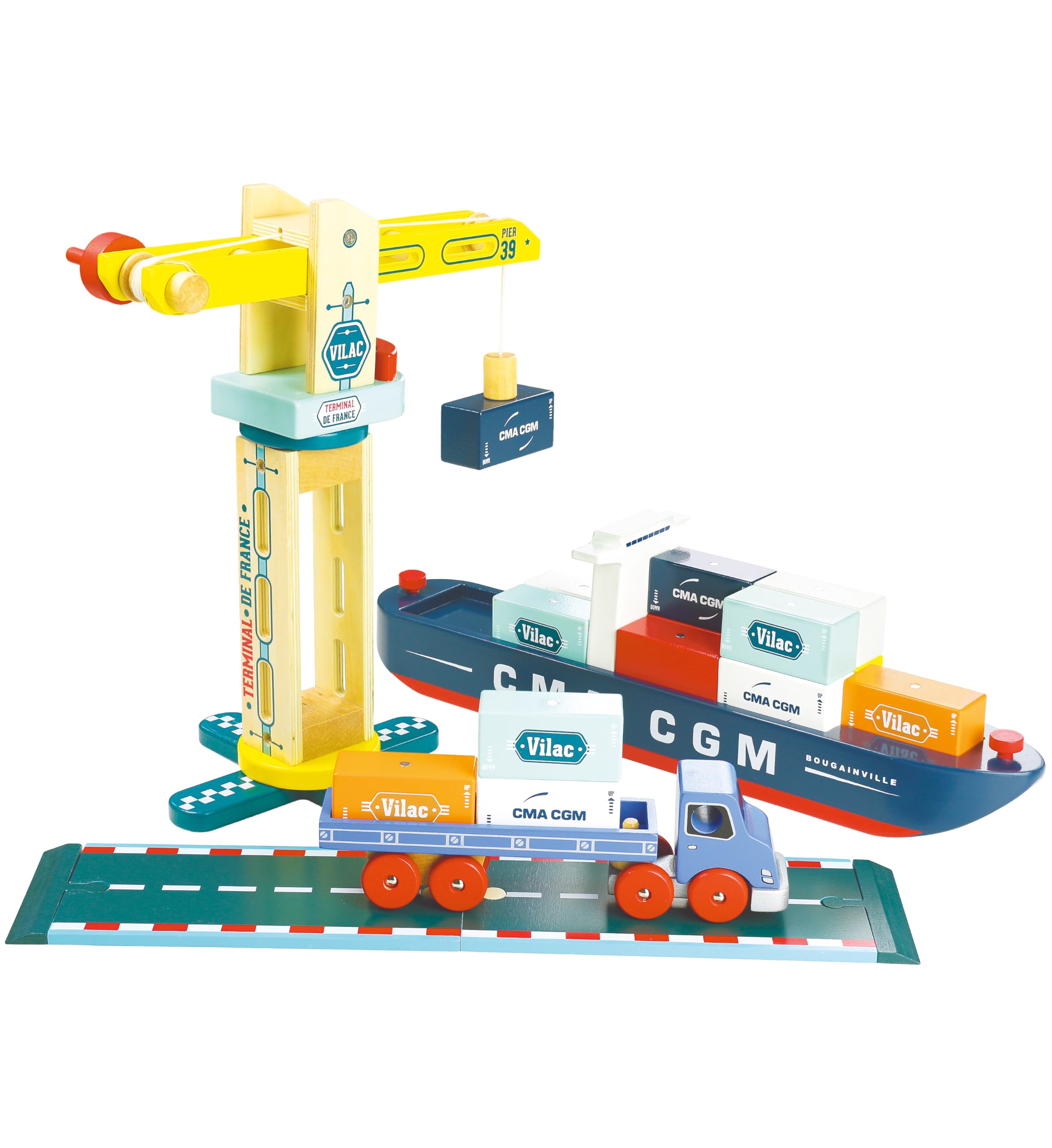 Vilac - Grue de Docker Vilacity 30 cm - Enfants 3 Ans+