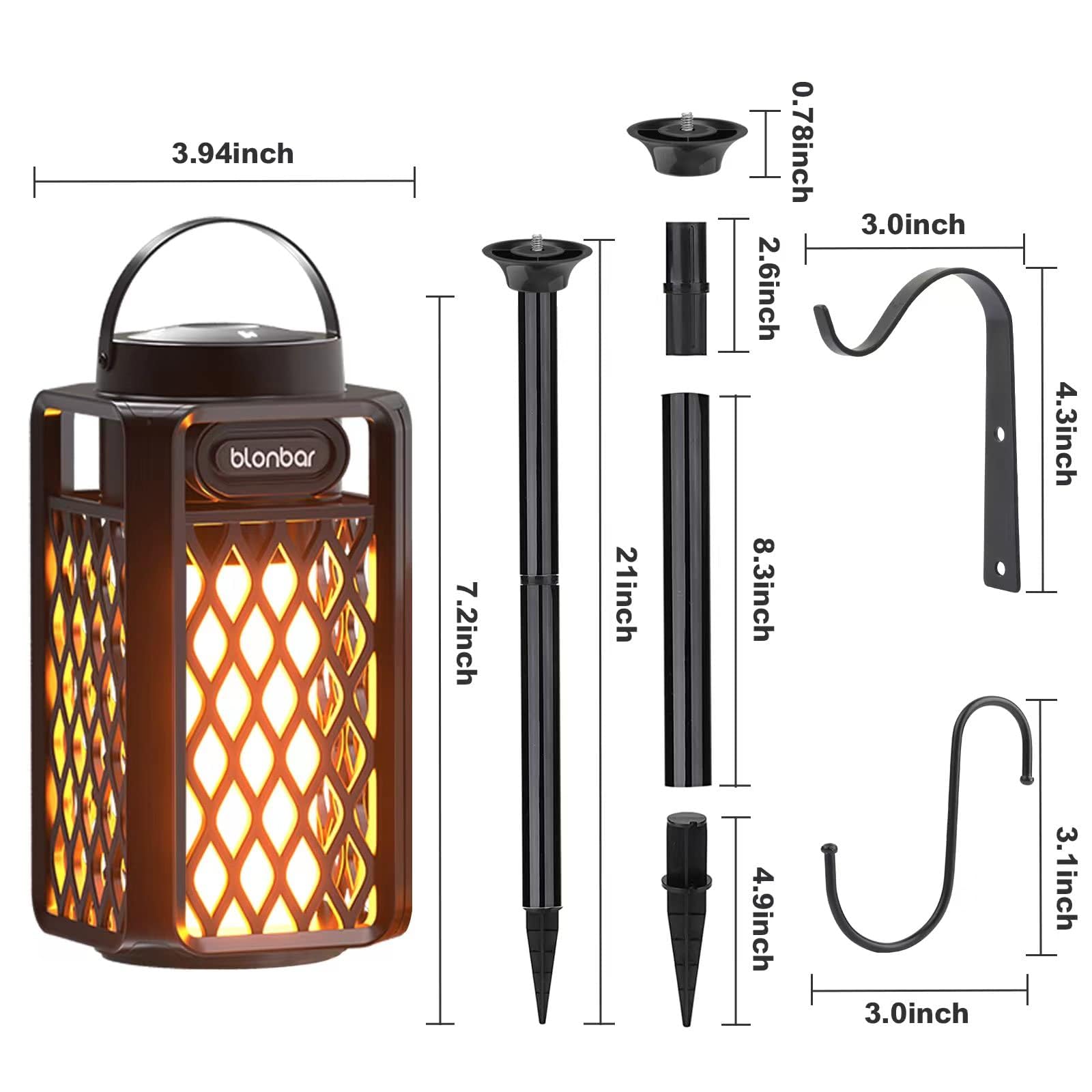 blonbar Bluetooth Lautsprecher mit Flammenlicht, IP65 Wasserdicht Outdoor Lautsprecher & Taschenlampe für Terrasse, Garten,Geschenke für Männer, Frauen (2)