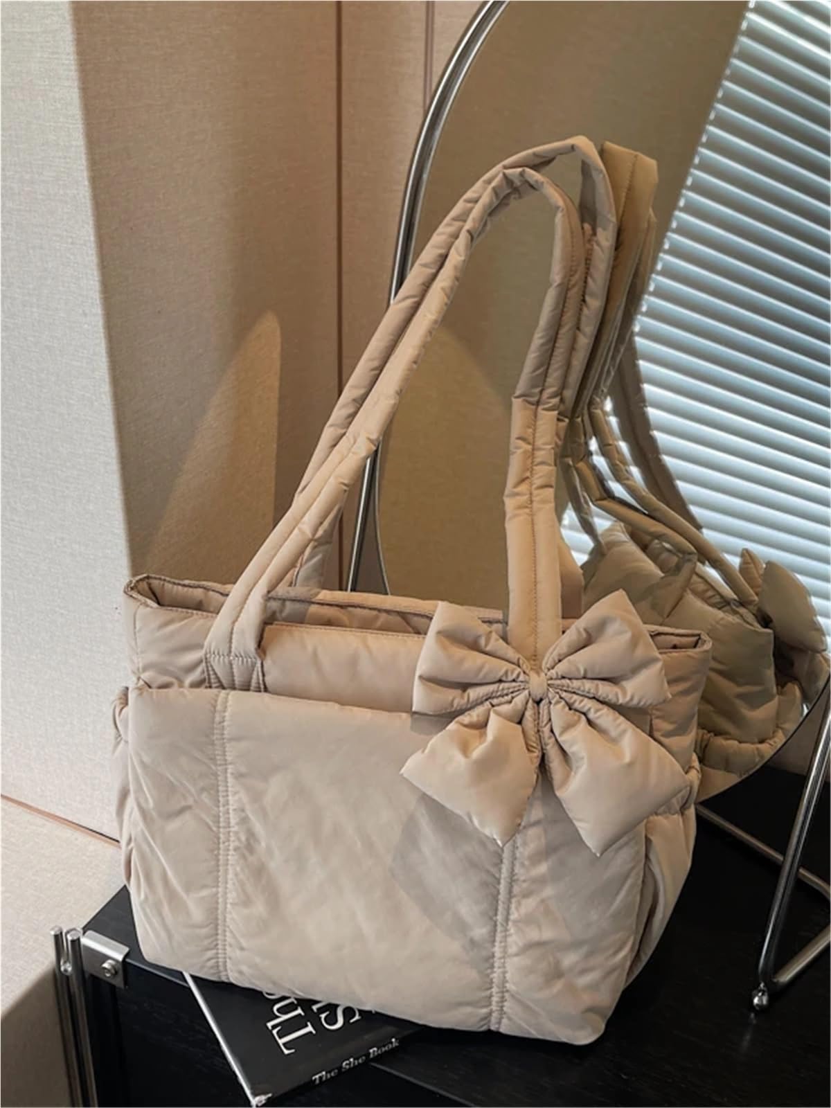 Quilted Travel Bag Borsa a tracolla singola con nodo dolce Preppy