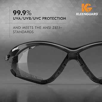 KleenGuardTM V30 NemesisTM Foam Safety Glasses (65335), Clear Lenses with KleenVisionTM Anti-Fog coating, Black Frame, Unisex Eyewear for Men and Women (12 Pairs/Case)