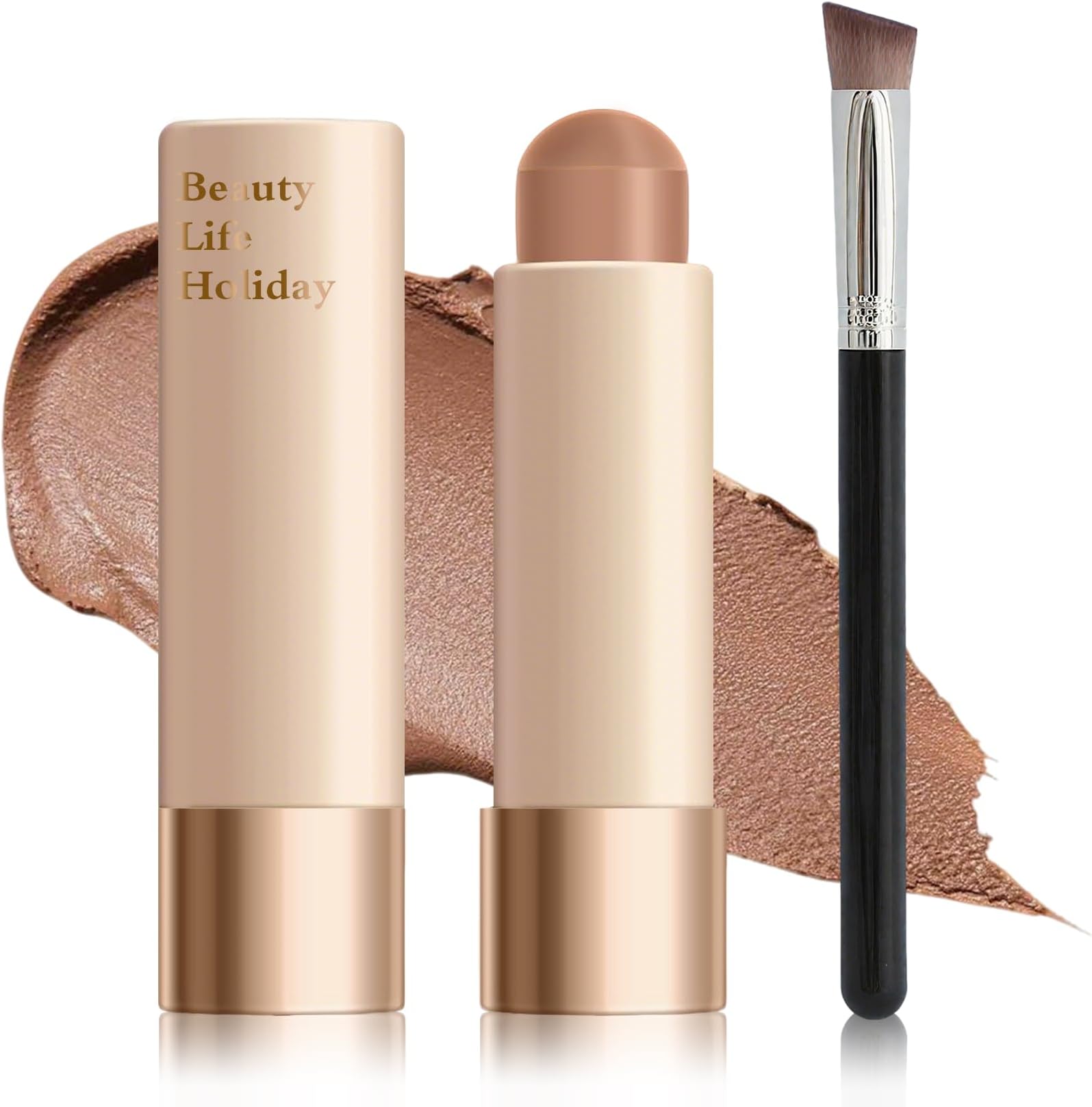 Warm Toned Cream Bronzer Stick,Blendable and Matte Cream Contour Stick for Natural Look,Easy to Sculpt,Long Lasting Face Shaping Contouring Makeup - 02 Natural Brown