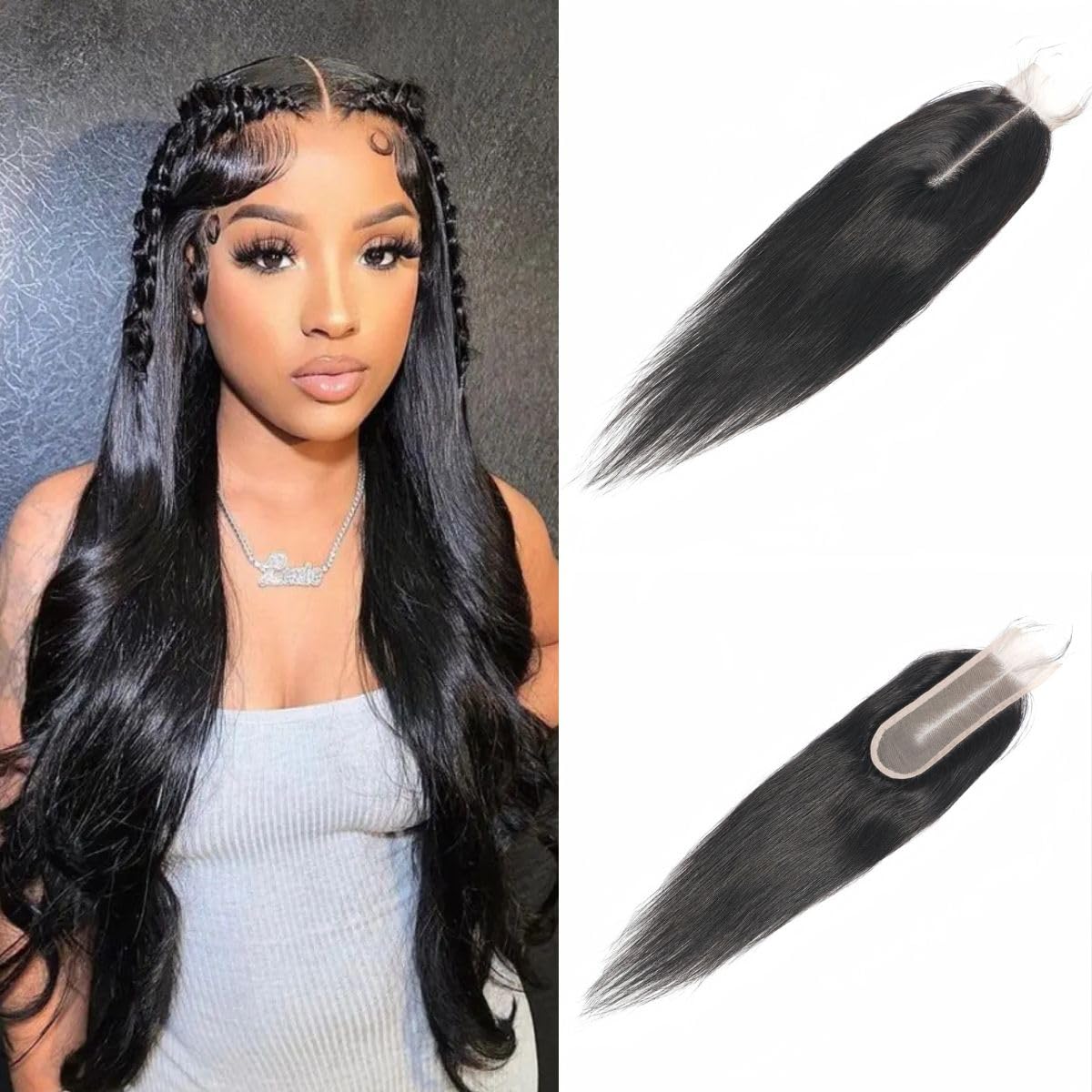 Brazilian 2x6 HD Lace Closure 100% Human Hair Deep Middle Part Straight 2x6 Lace Closure(22 inch)