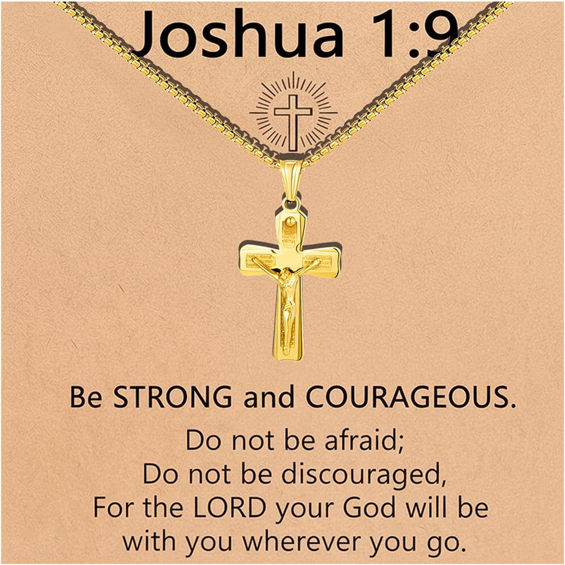 14k Gold Plated/silver Cross Necklace for women and men Religious Christian Gifts for Women Men First Communion Gifts Baptism Easter Basket Fillers Cross Necklace