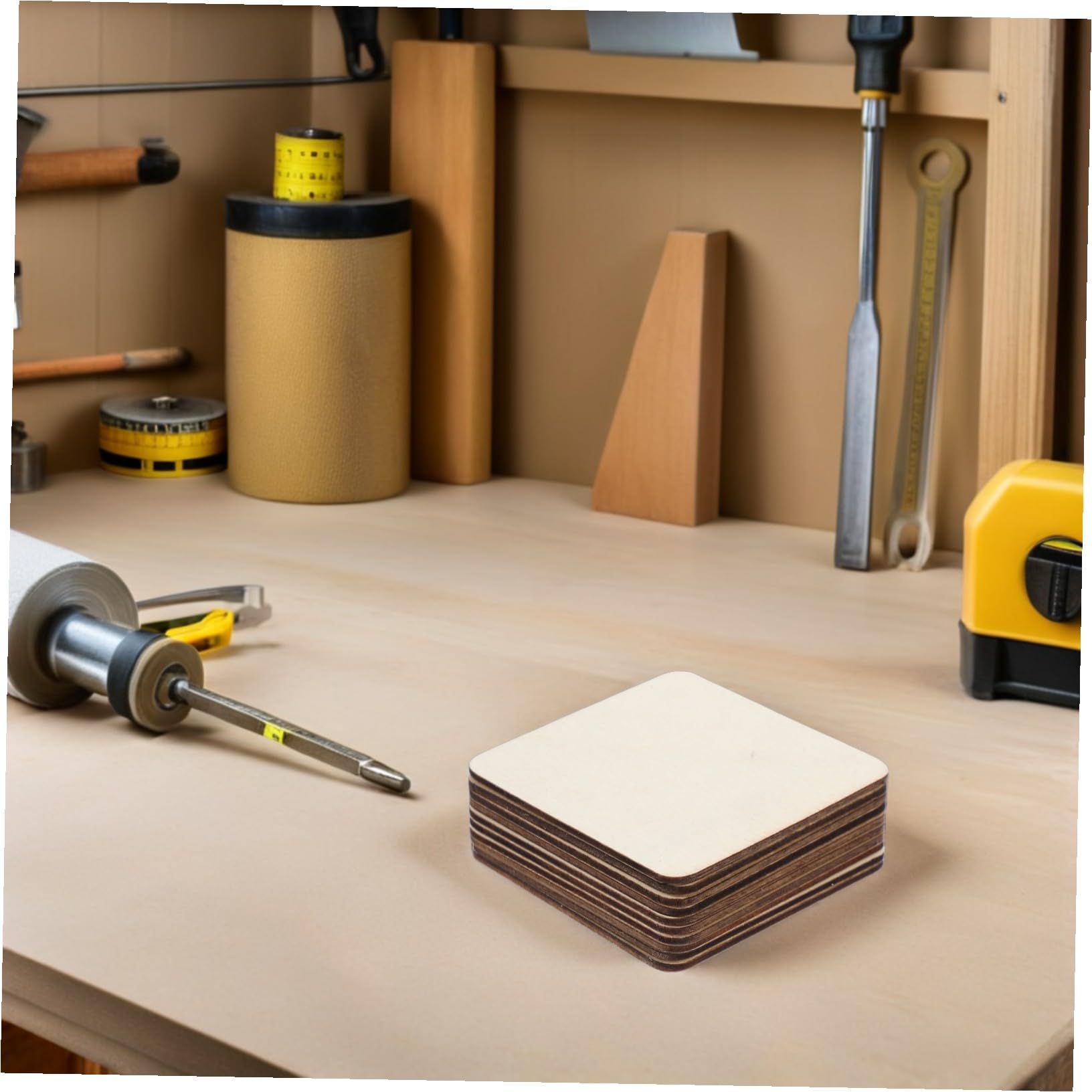 40 Piezas Cuadrados de Madera sin Acabado Piezas de Madera para Manualidades DIY Pintables para Decoración Hogar Cojinetes Adornos