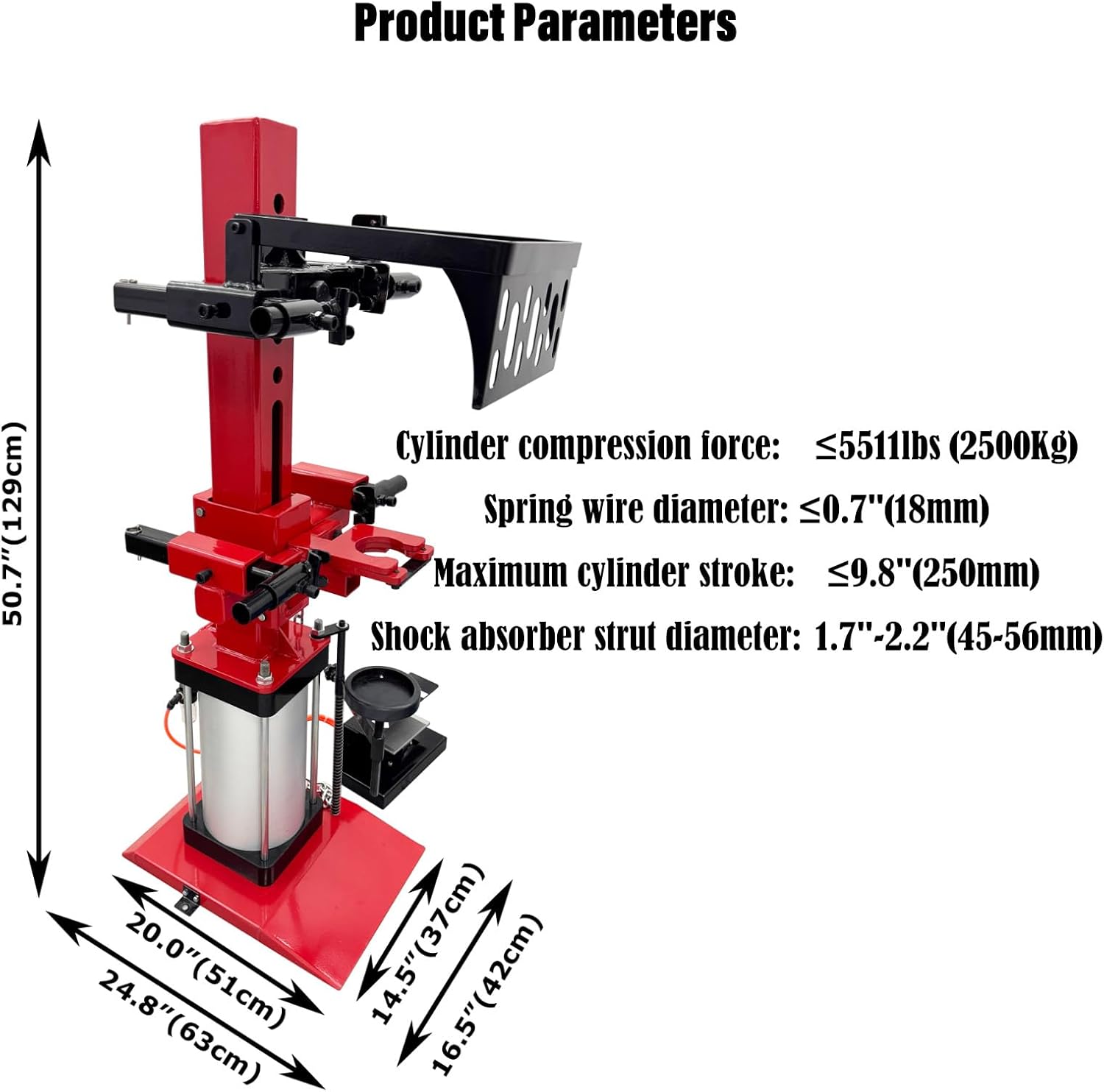 Automotive Strut Spring Compressor Machine - 5511LBS Cylinder Compression Force, 1.7"-2.2" Shock Absorber Strut Diameter, Hydraulic Compressor Removing Tool for Heavy-duty commercial use
