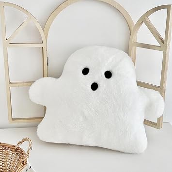 MOJUN Halloween Ghost Throw Pillows, Cute Soft Ghost Shaped Throw Pillow Halloween Decorative Spooky Pillows Cushion for Home Sofa Bed Couch Party Home Decorations White, 11.8"x15.7"