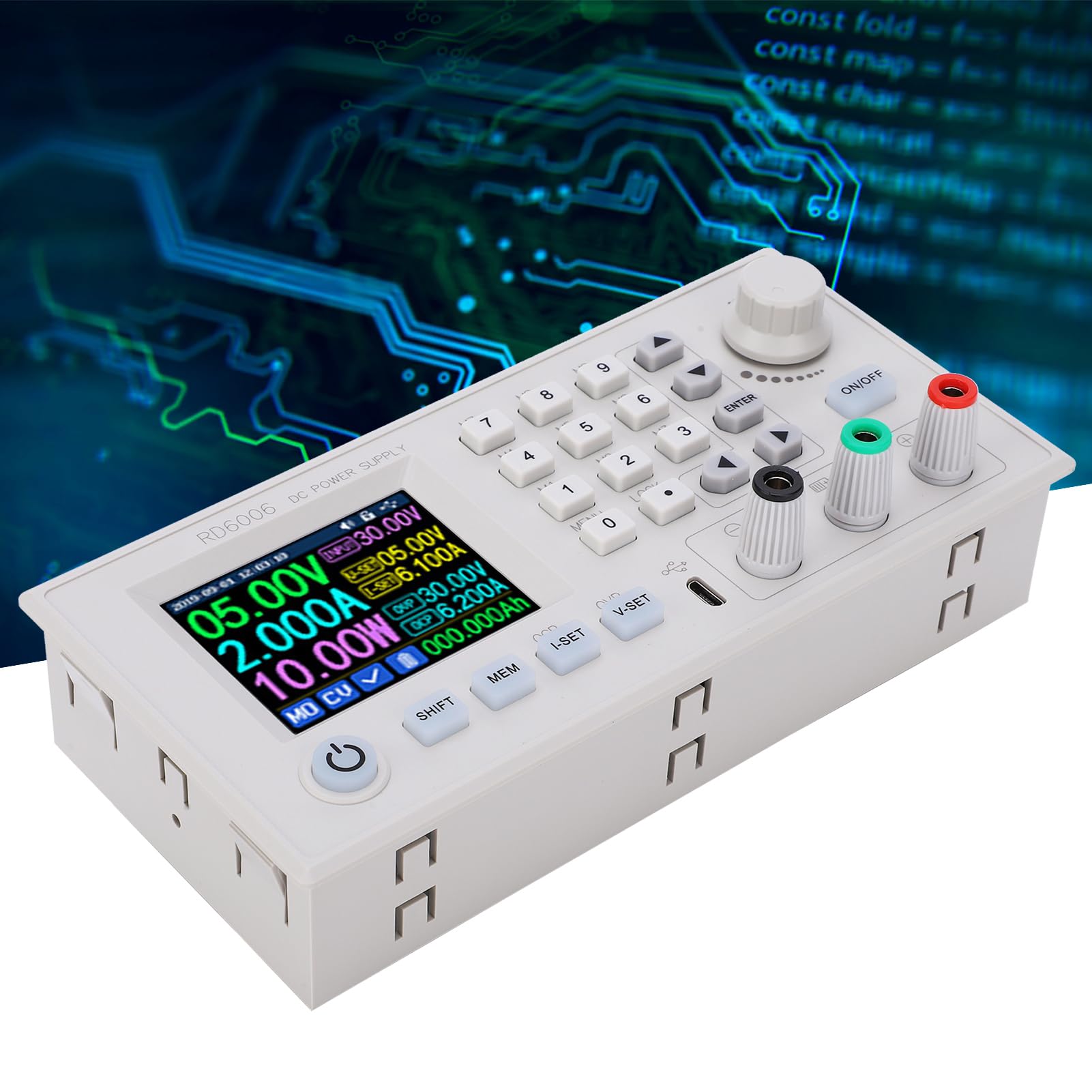 Aramox Zasilacz, Adapter Regulatora Napięcia ABS, Wejście od 6 do 70 V, Wyjście od 0 do 60 V, 6 A, 2,4-calowy Wyświetlacz LCD OVP OCP Przechowywania Danych dla Techników Zajmujących się Naprawami