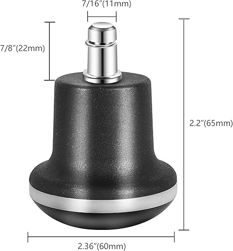 Miniatura 2 de Bell Glides - Ruedas giratorias de repuesto para taburete de oficina o silla, para ruedas fijas estacionarias, perfil corto, 5 piezas (deslizadores
