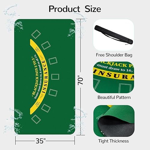 Miniatura 41 de Alfombrilla de póquer profesional impermeable, 8 jugadores de goma portátil Texas Hold'em Poker mesa de póquer con bolso con cremallera para jugar