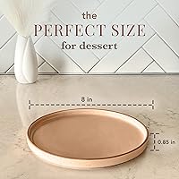 Vista 2 de MORA Juego de 6 Platos Planos de Cerámica de 8 pulgadas - El Plato para Postre, Ensalada, Aperitivo, Almuerzo Pequeño, etc. Apto para Microondas