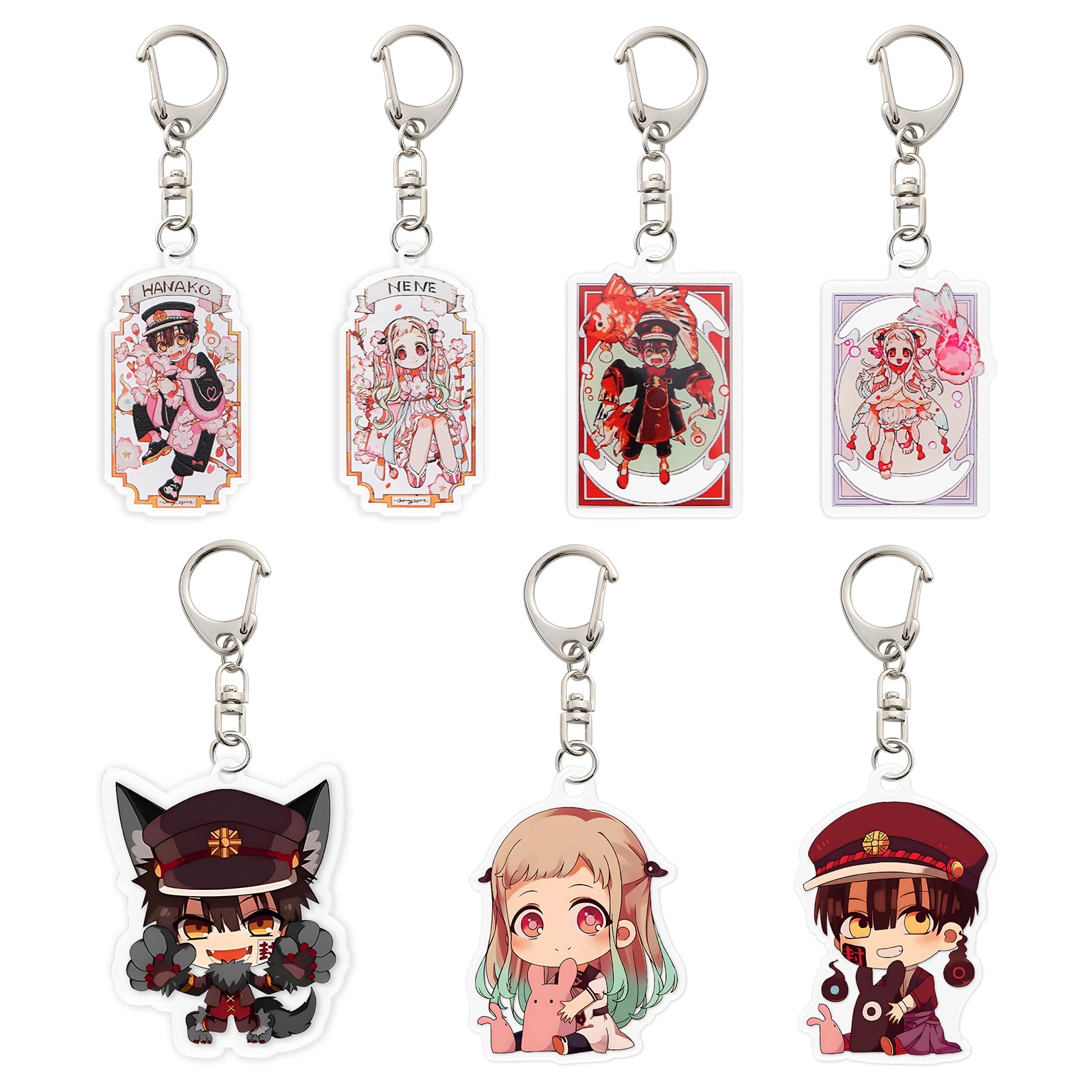 [Fantasyon] 地縛少年花子くん キーホルダー 八尋寧々 花子くん 源光 5個セット 萌えグッズ アクリル 人気 軽量 携帯 鍵 自動車 バッグ 飾り コスプレ小物 日常 誕生日 プレゼント