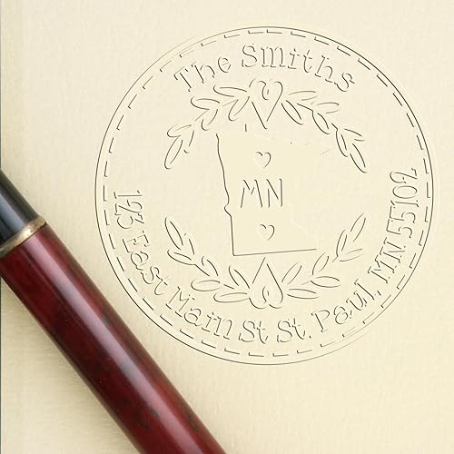 Miniatura 520 de Round State Love - Sello de dirección de devolución para Texas, uso con almohadilla de sello, mango de madera, sello de dirección de Texas