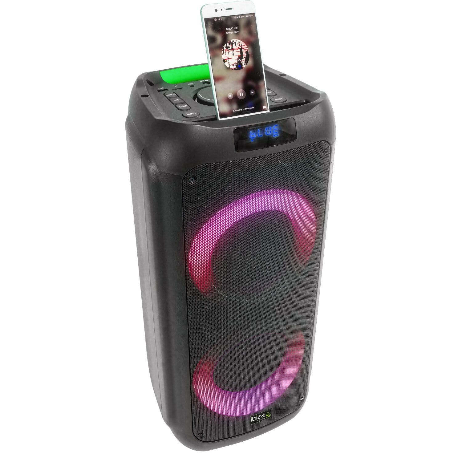 Ibiza - LYRA400 - Enceinte De 2x6,5-300W Sur Batterie Avec Woofer Lumineux Bluetooth Micro Sd Aux Et Usb Noir Ibiza - LYRA400 - Enceinte De 2x6,5-300W Sur Batterie Avec Woofer Lumineux Bluetooth Micro Sd Aux Et Usb Noir