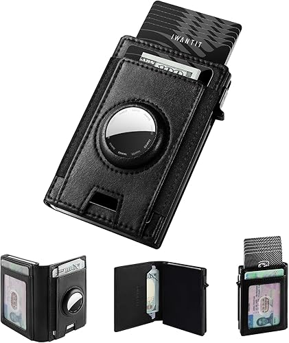 iwantit Cartera delgada AirTag para hombre, cartera minimalista para hombre con bolsillo con correa elástica, soporte para tarjetas de crédito,