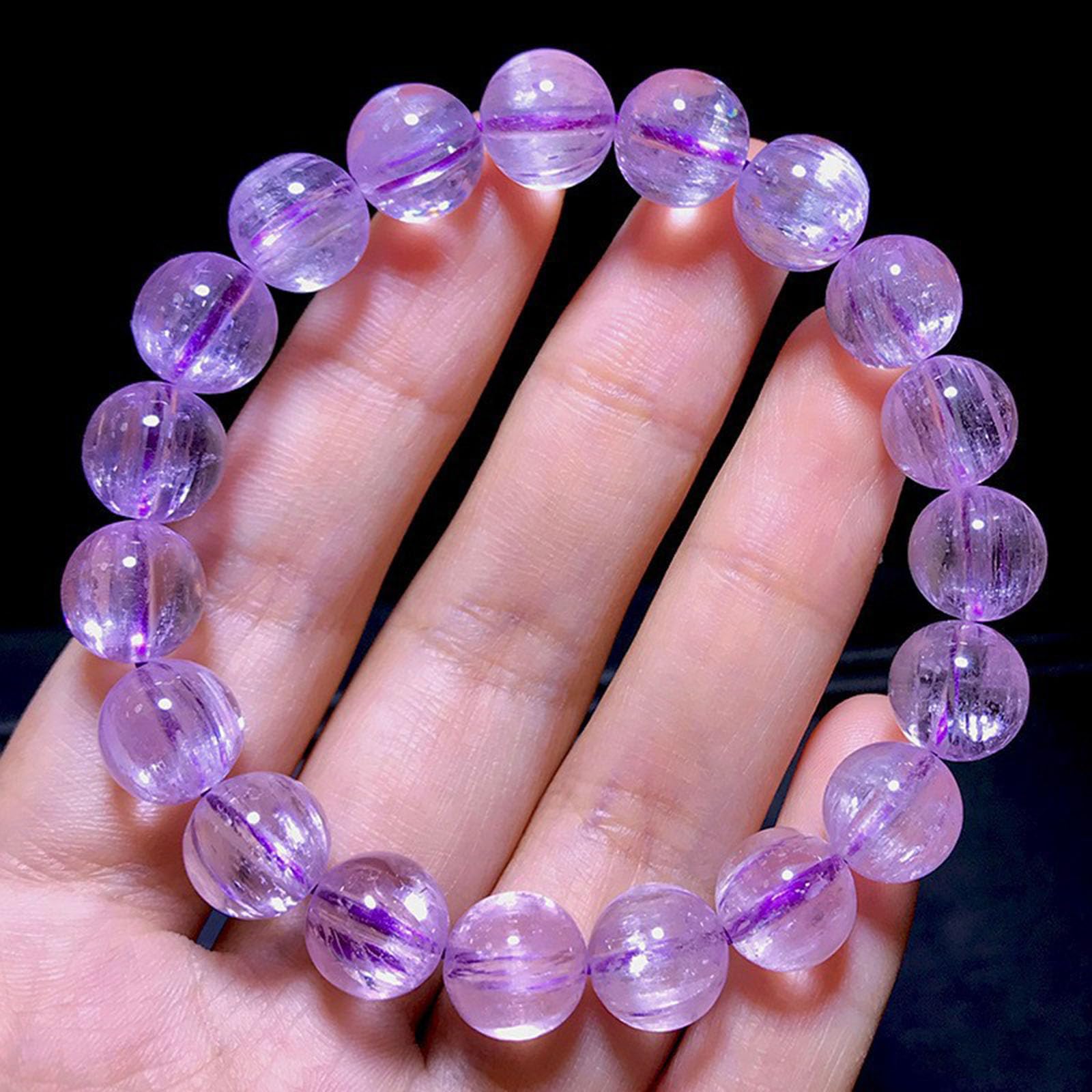 7mm, Pulseras de Kunzita para Mujer, Pulseras de Cuentas de Chakras, Cristales Naturales y Piedras curativas, Joyas, Pulseras de Cristal Morado, Regalos de joyería
