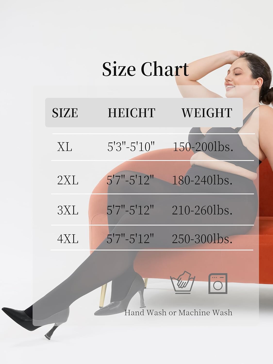 Plus Size Tights for Women 80D Semi Opaque Stockings Soft & Elastic Women’s Pantyhose 1XL XXL 3XL 4XL - Image 6