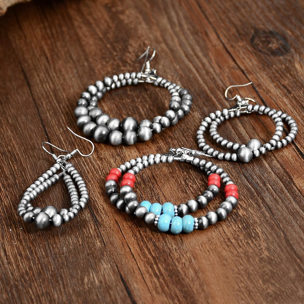 Navajo Pearls Earrings for Women Boho Earrings for Women Vintage Black Pearl Earrings Bohemian Earrings Dangle Earrings Bohemian Western Jewelry Gift - Image 6