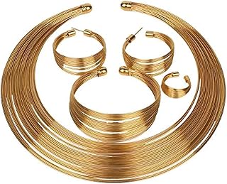 YouBella Gifts Stylish Latest Gold Plated Combo of Choker Jwell Necklace Jewellery Set with Earrings, Bracelet and Ring fo...