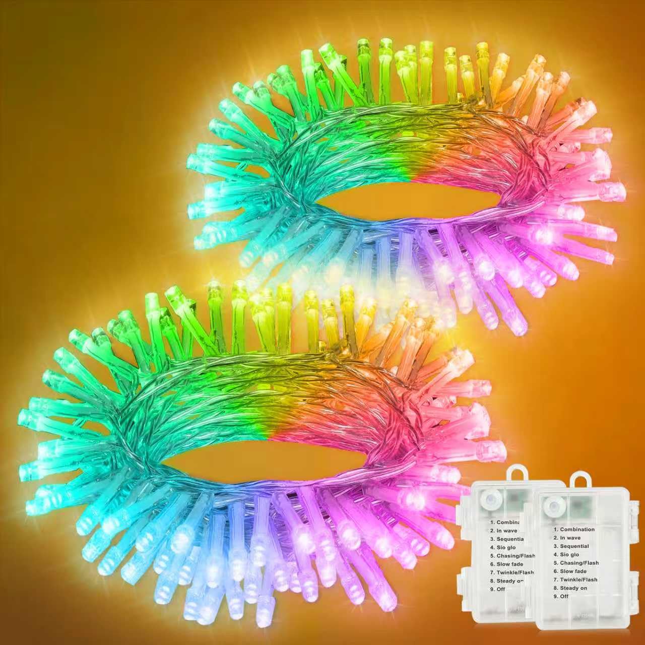 Electight 5M*2 String Lights Battery Operated with Timer, Waterproof Twinkle Lights, 8 Modes Fairy Light for Indoor & Outdoor Party Bedroom Garland Tree Christmas Decor(Multicolor)