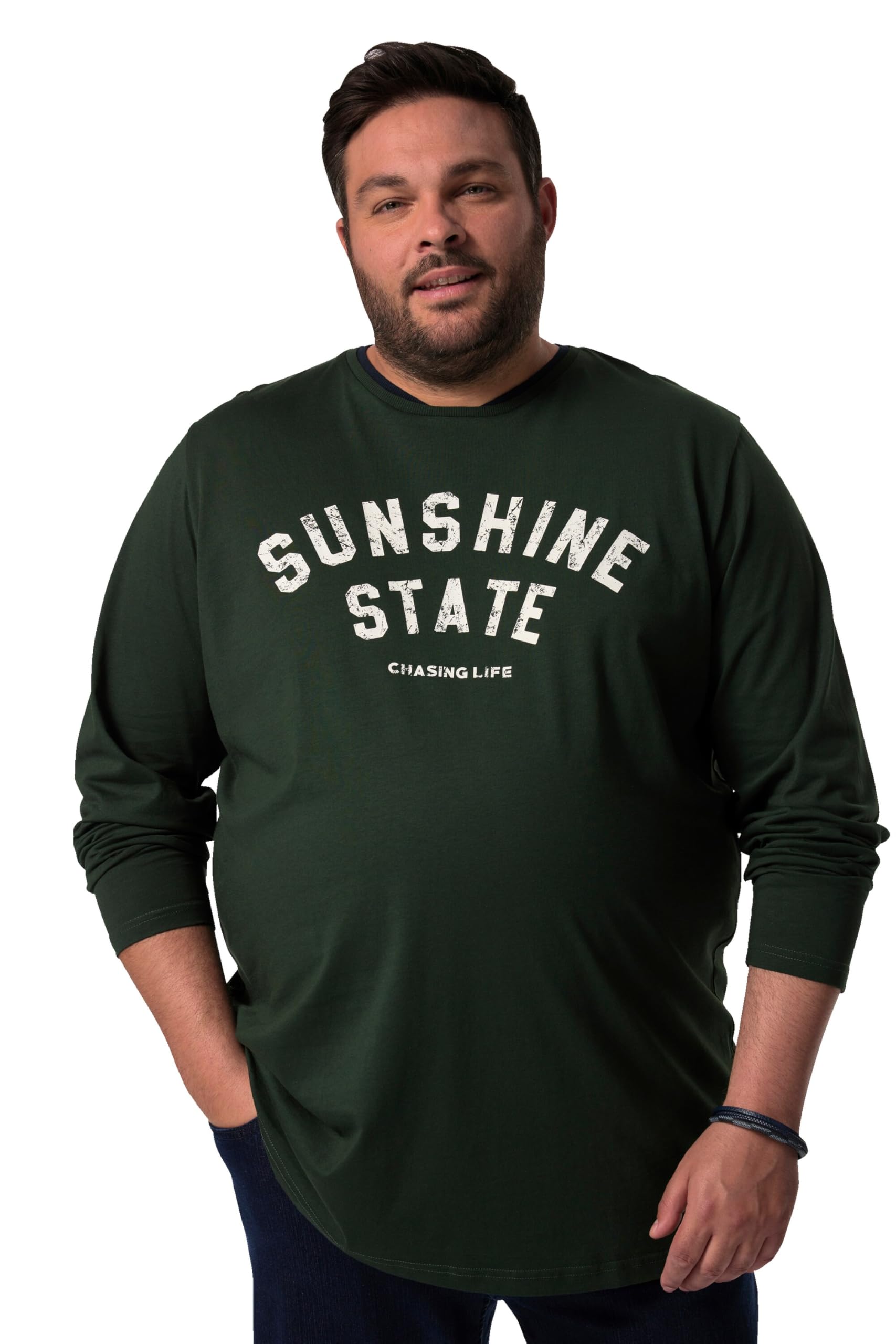 Men Plus Herren große Größen Übergrößen Menswear L-8XL T-Shirt, Langarm, großer Print, Rundhals 832247