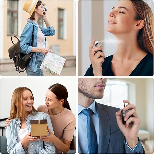 Miniatura 6 de Segbeauty Botella de spray de niebla fina de 1.0 fl oz con kit de recarga de perfume, botella atomizadora de perfume recargable negra de 1 oz para