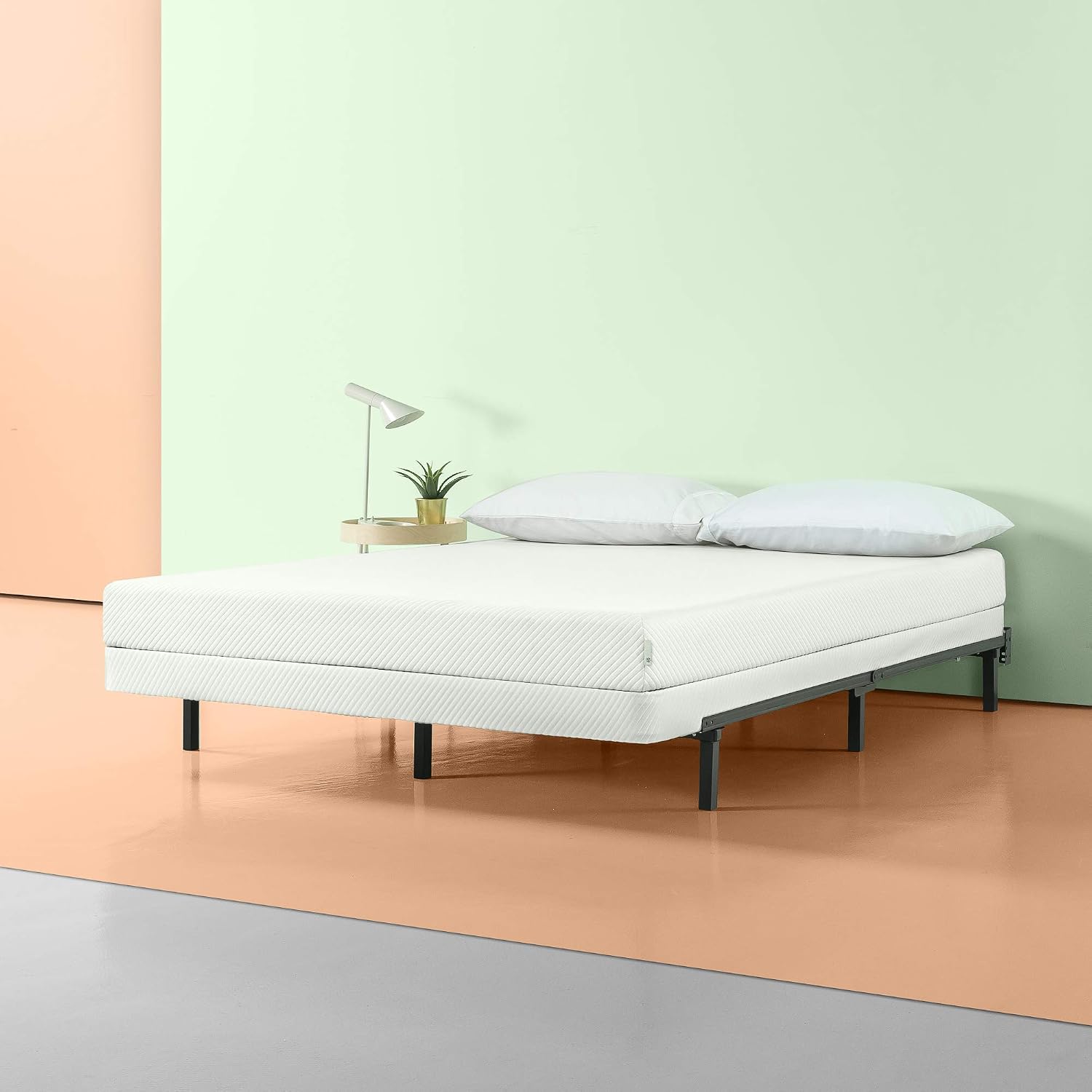 ZINUS No Assembly Metal Box Spring, 4 Inch Cool Grey Mattress ...