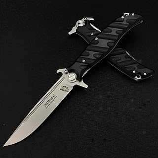 EDC Folding Pocket Knife for Men, 4.6'' D2 Steel Blade Folding Knife with G10 Handle, Liner Lock, Flipper Assisted Tactical Pocket Knife for Camping Survival - HUAAO