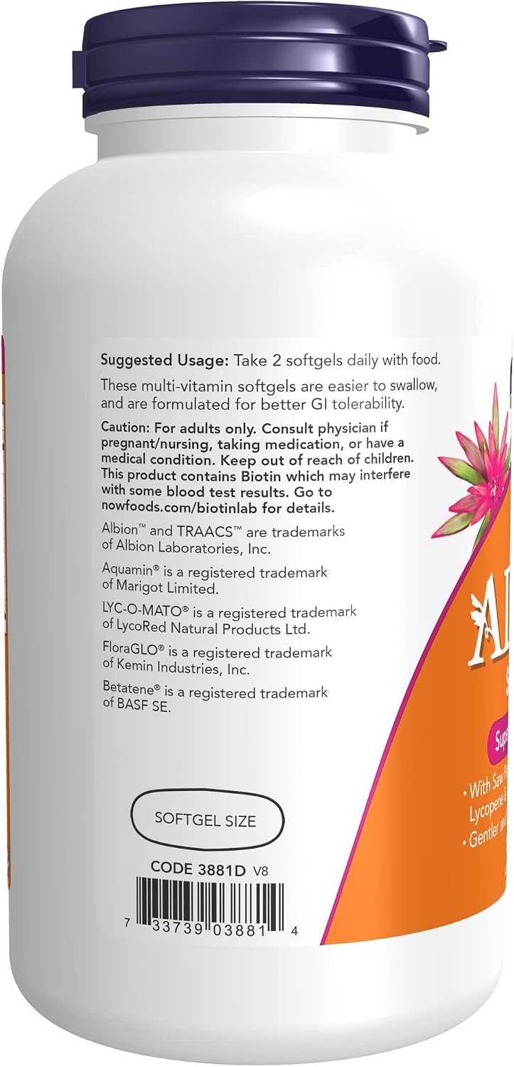 NOW Supplements, ADAM™ Men's Multivitamin with Saw Palmetto, Plant Sterols, Lycopene & CoQ10
