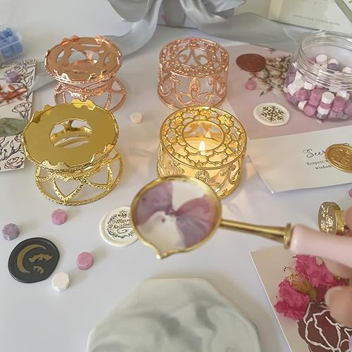 Miniatura 5 de Kit de sellado de cera de metal con cuchara y barra de agitación, kit de sellos de cera para derretir varillas de sellado de cera o cuentas de cera