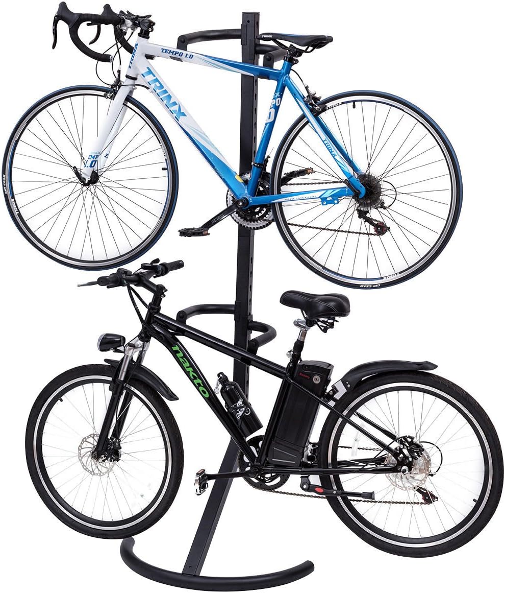 Freestanding Gravity Bike Storage Rack Stand Two Bicycles Holds Display Garage Hanger