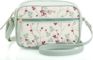 SACCI MUCCI Women Contemporary Sling Bag-Floral Tree Twig Print Design (Mint Green) Price In India