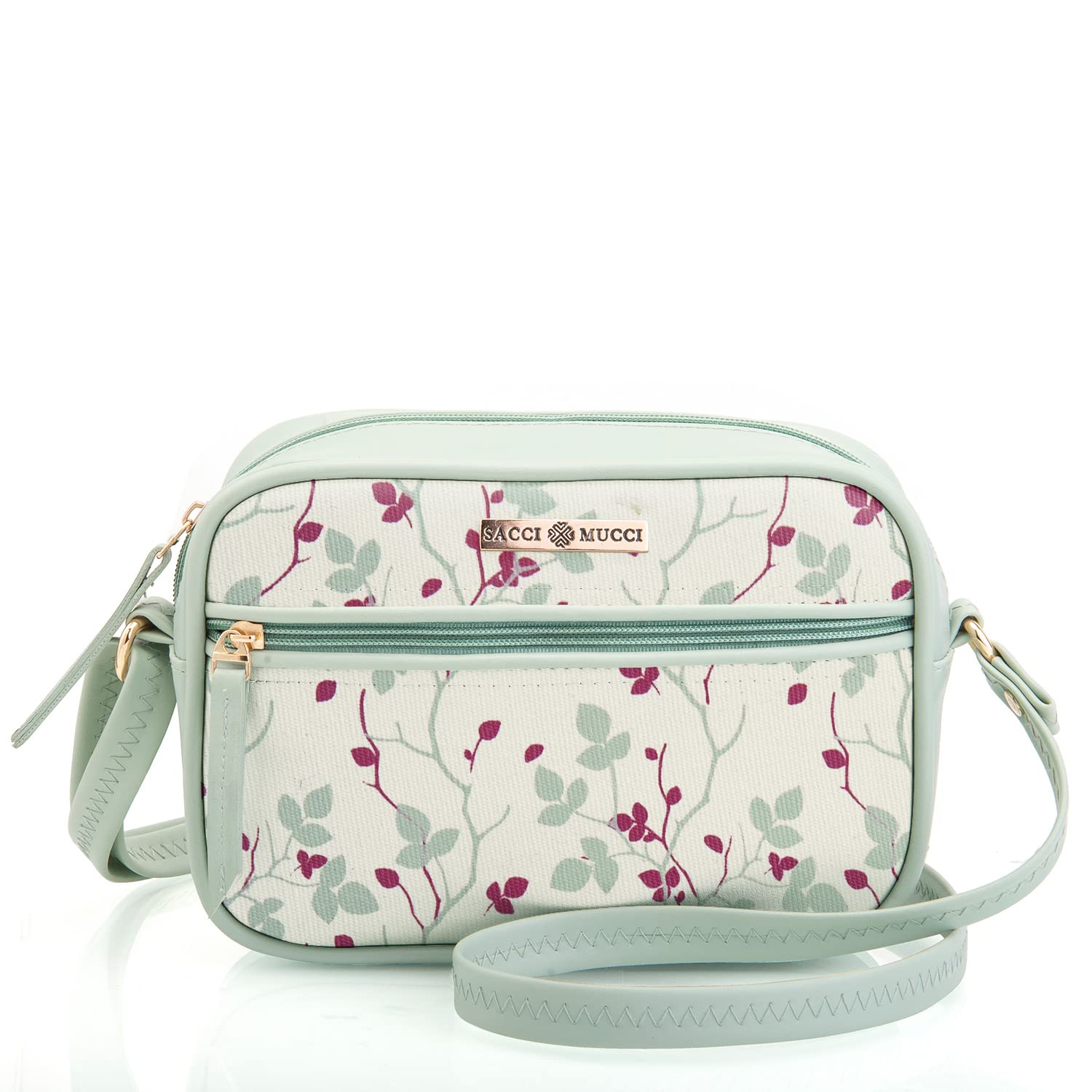 Women Contemporary Sling Bag-Floral Tree Twig Print Design (Mint Green)-image-41