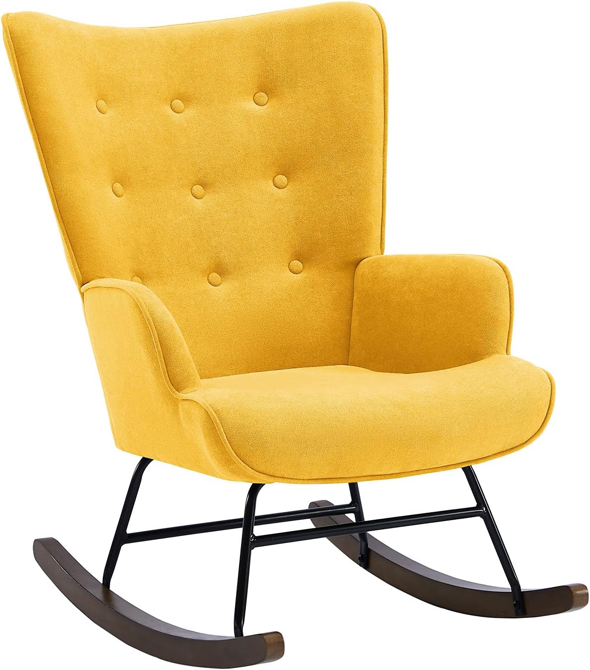 Yellow Linen Rocking Chair with Metal Frame and Australia Ubuy